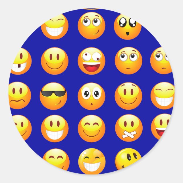 dark blue emojis classic round sticker (Front)