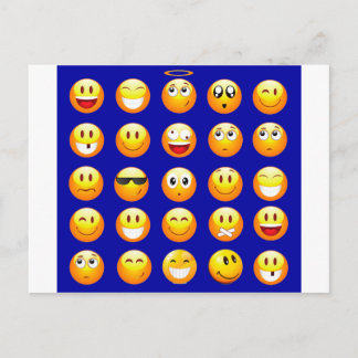 dark blue emojis postcard