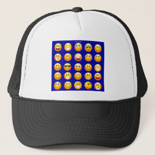 dark blue emojis trucker hat