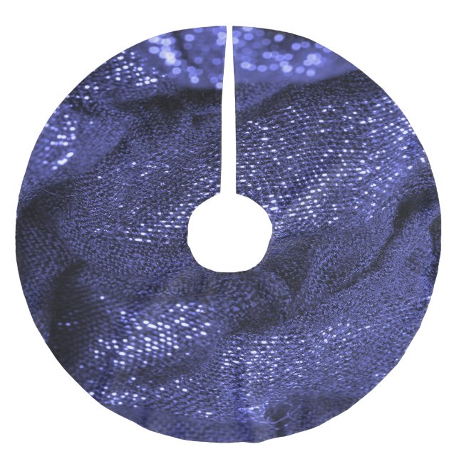 Dark Blue Fabric: Decorative Texture. Brushed Polyester Tree Skirt (Front)