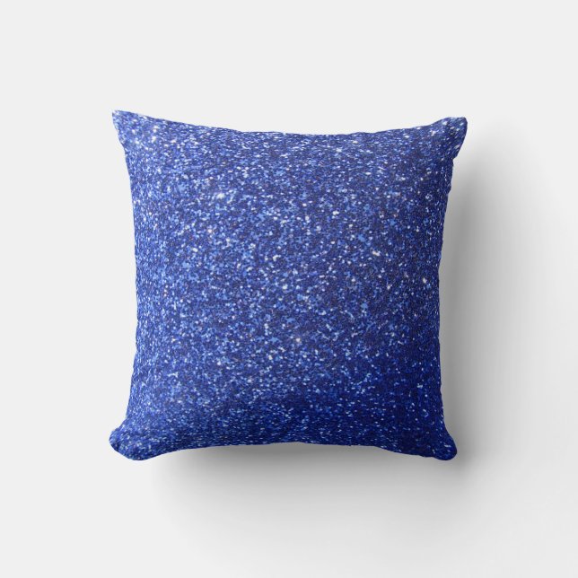 Dark blue faux glitter graphic cushion (Front)