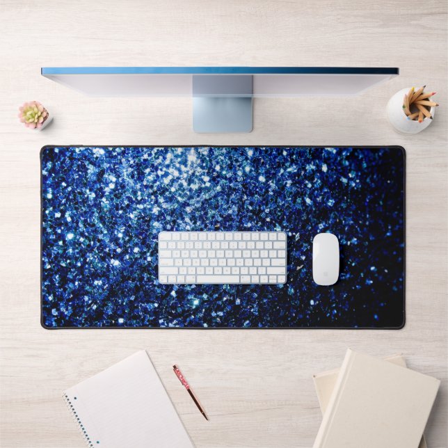 Dark blue faux glitter sparkles desk mat (Office 1)
