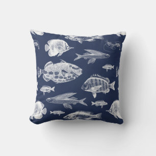 Dark Blue Fish Cushion
