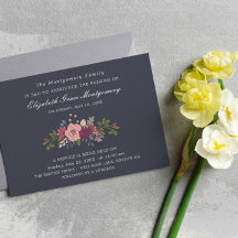 Dark Blue Floral Memorial