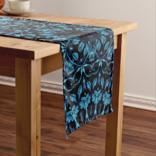 Dark Blue Floral Noir Mandala Medium Table Runner