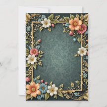 Dark Blue Floral Parchment Wedding