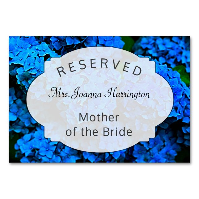 Dark Blue Floral Reserved Seating Table Sign Number (Front)