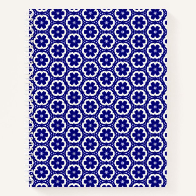 Dark Blue Floral Spiral Notebook (Front)