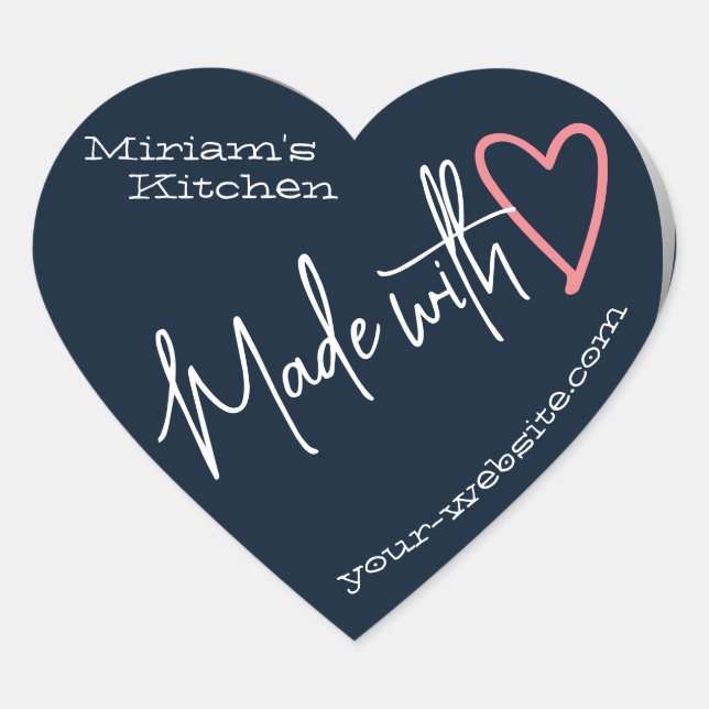 Dark Blue From The Kitchen Made With Love Baking Heart Sticker (Front)