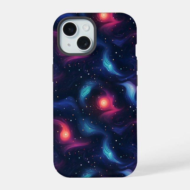 Dark Blue Galaxy Pattern iPhone 15 Case (Back)