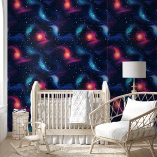 Dark Blue Galaxy Pattern Wallpaper