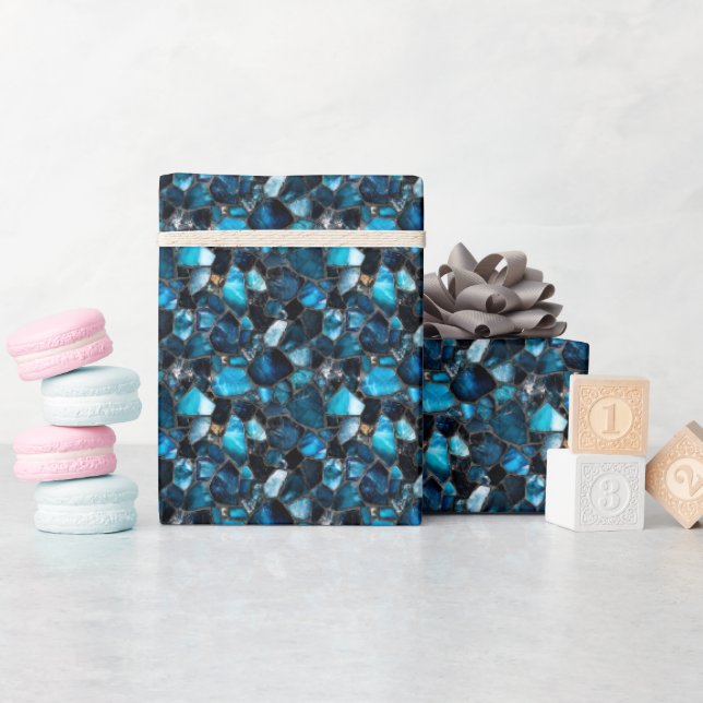 Dark Blue Gemstones  Wrapping Paper (Baby Shower)