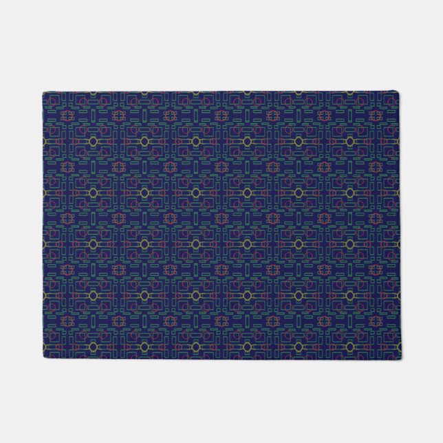 Dark Blue Geometric Door Mat (Front)