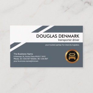 Dark Blue Geometric Layer Gold Truck Transport Business Card