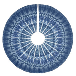 Dark Blue Geometric Mandala Brushed Polyester Tree Skirt