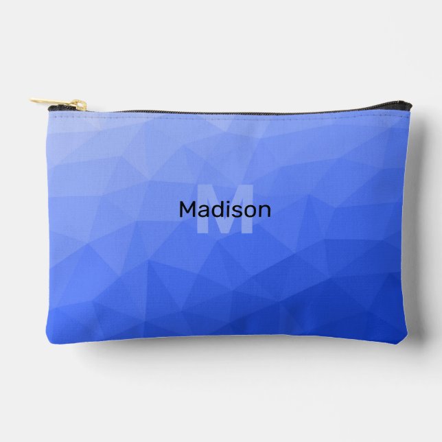 Dark blue geometric mesh pattern Monogram Accessory Pouch (Front)