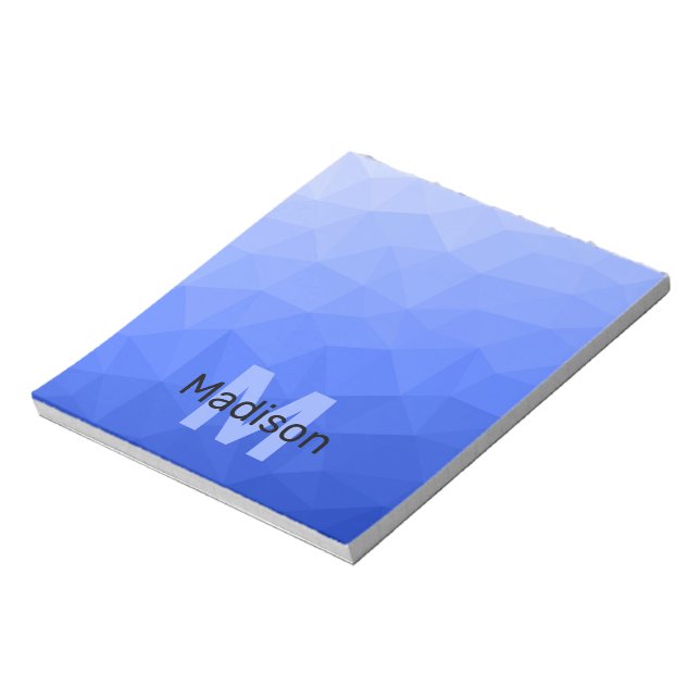 Dark blue geometric mesh pattern Monogram Notepad (Rotated)