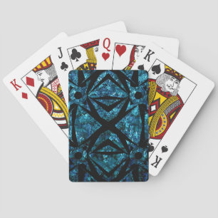 Dark Blue Geometric Night Botanical Forest Playing Cards