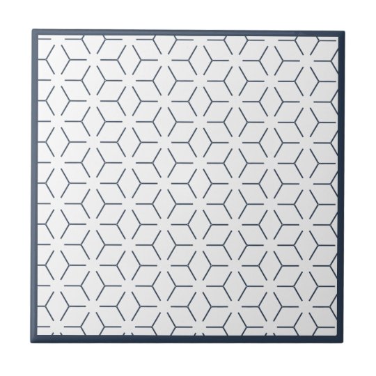Dark Blue Geometric Pattern Tile Zazzle.co.uk