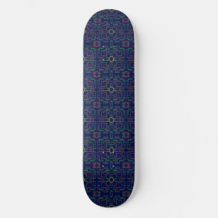 Dark Blue Geometric Skateboard