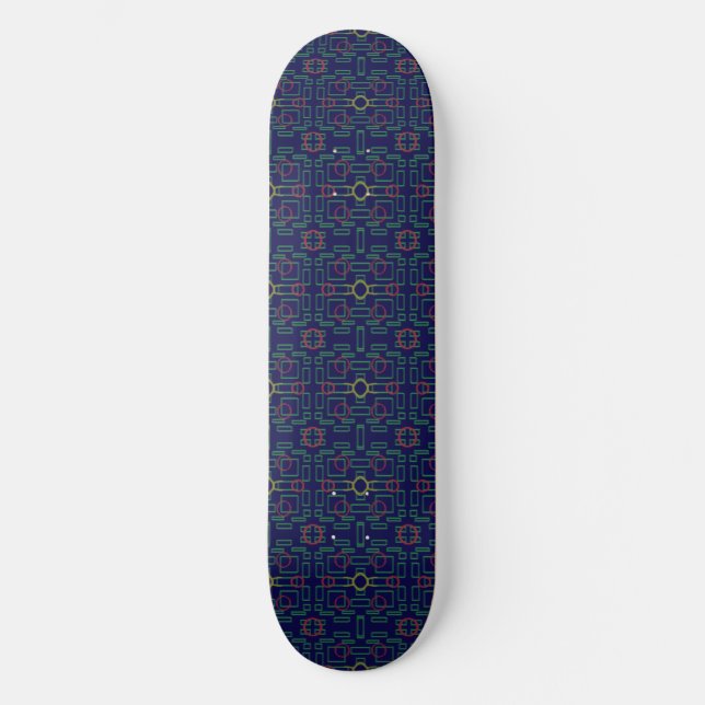 Dark Blue Geometric Skateboard (Front)