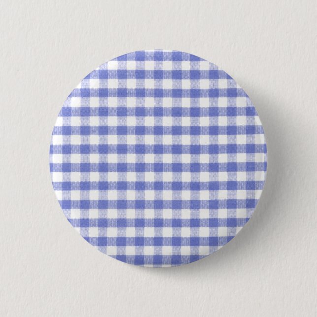 Dark blue gingham pattern 6 cm round badge (Front)