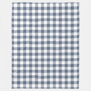 Dark Blue Gingham Pattern Fleece Blanket