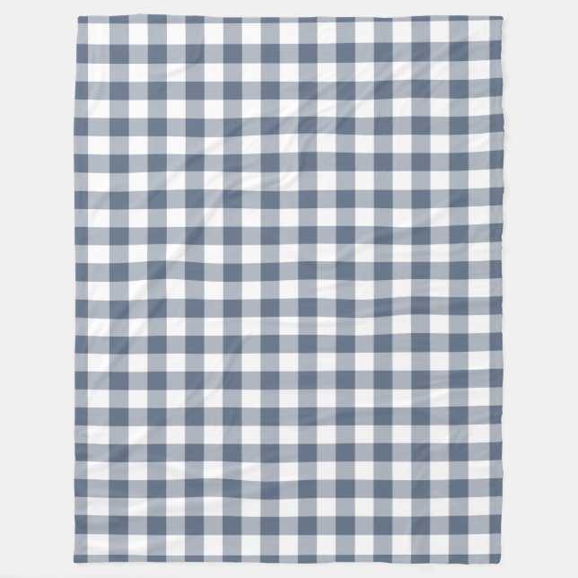 Dark Blue Gingham Pattern Fleece Blanket (Front)