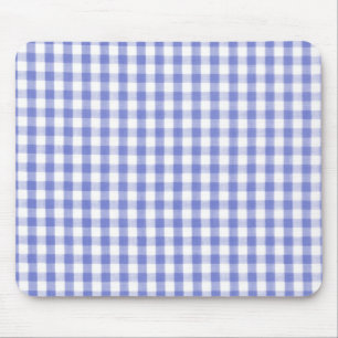 Dark blue gingham pattern mouse mat