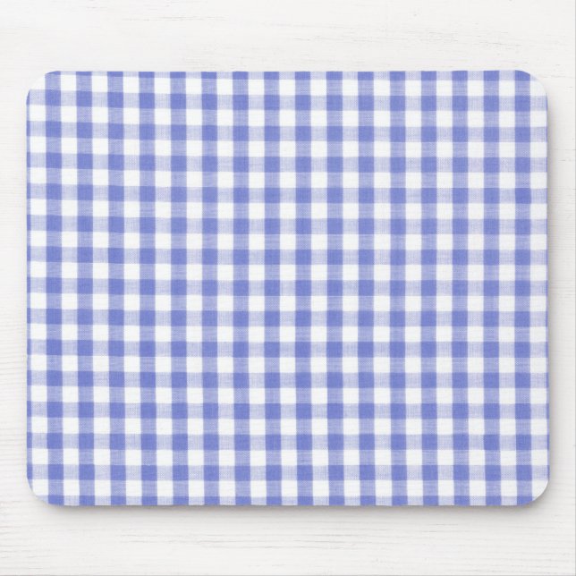 Dark blue gingham pattern mouse mat (Front)