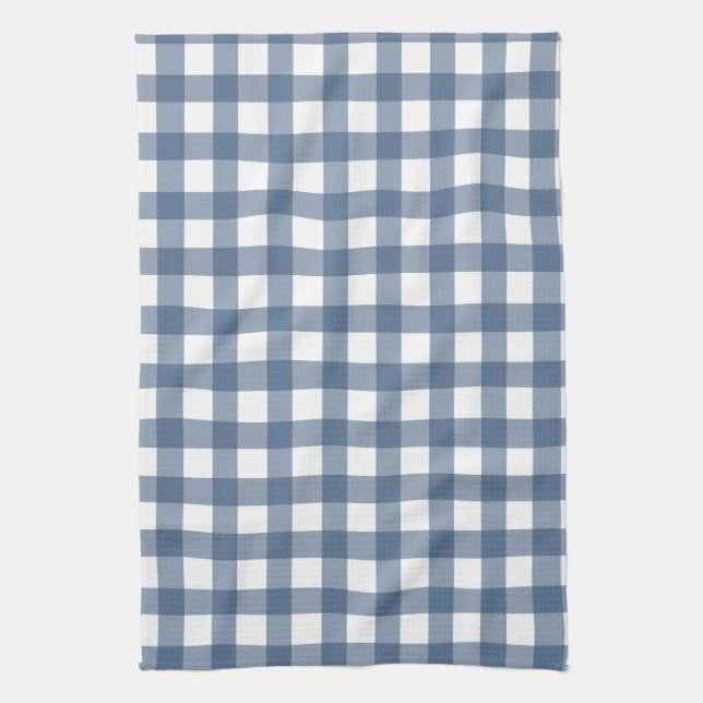 Dark Blue Gingham Tea Towel (Vertical)