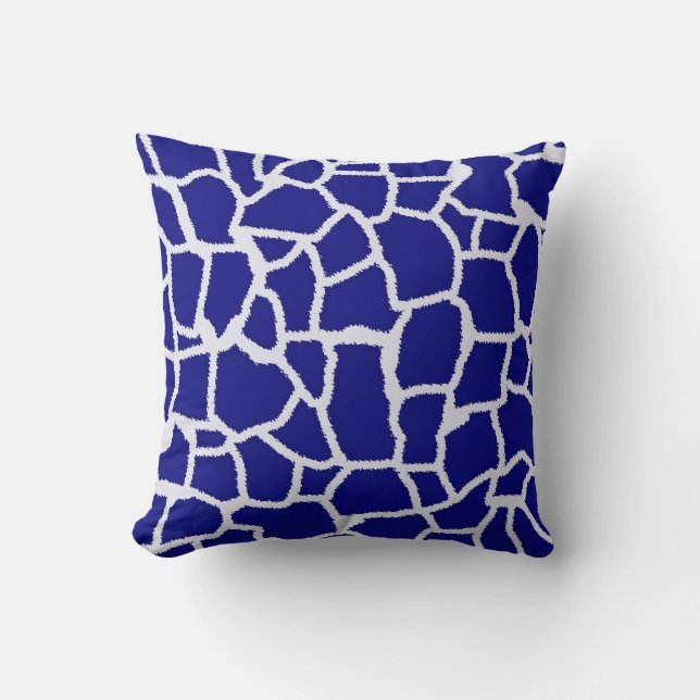 Dark Blue Giraffe Animal Print Cushion (Front)