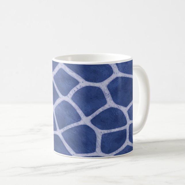Dark Blue Giraffe Print Modern Animal Pattern Mug (Front Right)