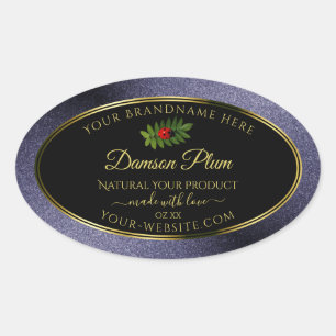 Dark Blue Glitter Black Gold Product Label Ladybug