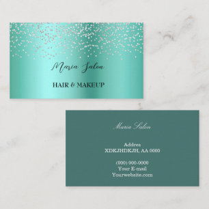 Dark Blue glitter Silver watercolor Business Card