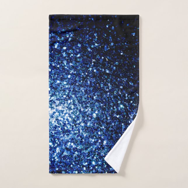 Dark Blue glitter sparkles Hand Towel (Hand Towel)
