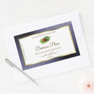 Dark Blue Glitter White Gold Product Label Ladybug