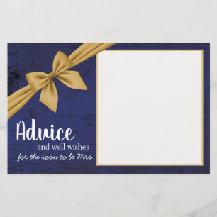 Dark Blue Gold Bow Advice Card