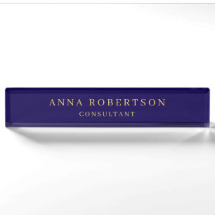 Dark Blue & Gold Colours Professional Minimalist Nameplate