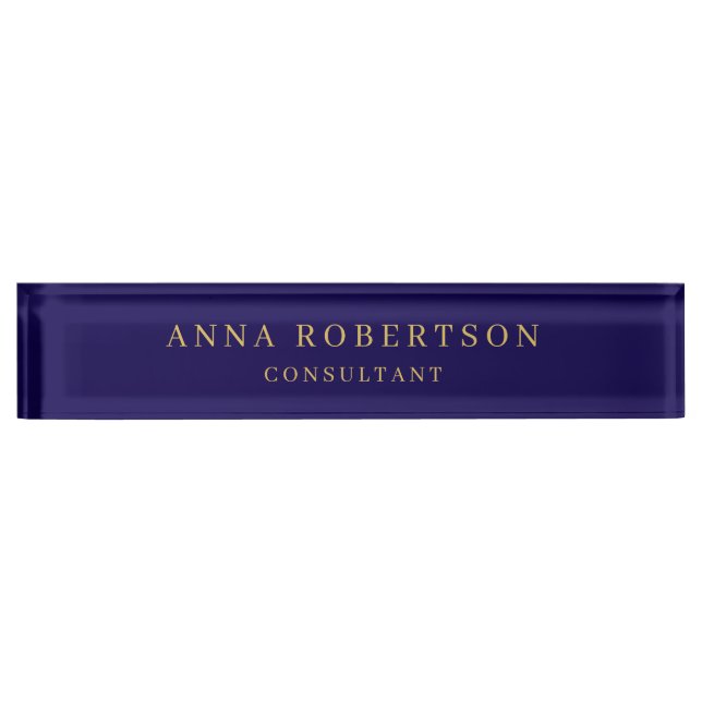 Dark Blue & Gold Colours Professional Minimalist Nameplate (Front)