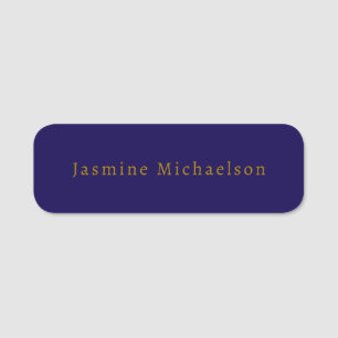 Dark Blue & Gold Cute Minimalist Own Name Tag