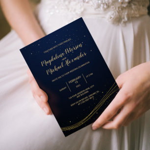 Dark Blue   Gold Lines and Dust Wedding
