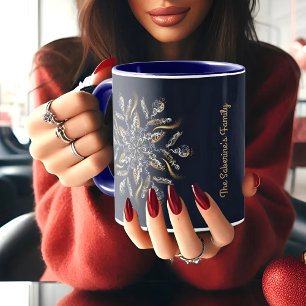 Dark Blue & Gold Midnight Sparkle Stars New Year Mug