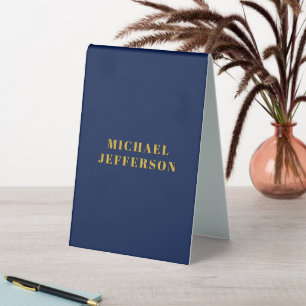 Dark Blue & Gold Minimalist Plain Modern Own Name