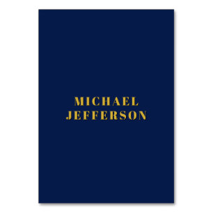 Dark Blue & Gold Minimalist Plain Modern Own Name Table Number