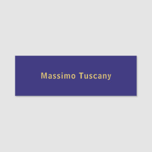 Dark Blue & Gold Professional Trendy Minimalist Name Tag