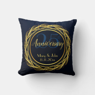 Dark Blue Gold Royal Anniversary Luxury Cushion