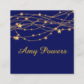 dark blue golden tones pattern with stars custom  square business card