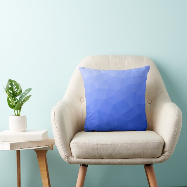Dark blue gradient geometric mesh pattern cushion (Chair)