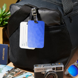 Dark blue gradient geometric mesh pattern luggage tag